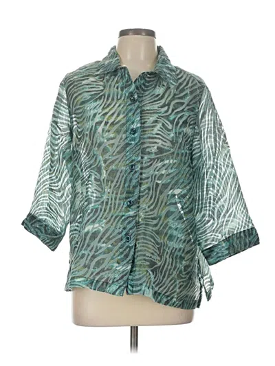 Pre-owned Allison Daley 3/4 Sleeve Button Down Shirt In Blue
