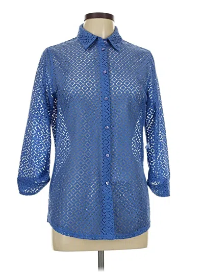 Pre-owned Allison Daley 3/4 Sleeve Button Down Shirt In Blue