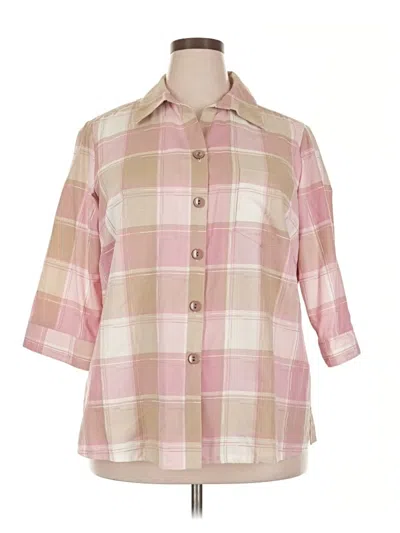 Pre-owned Allison Daley 3/4 Sleeve Button Down Shirt In Pink