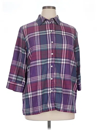 Pre-owned Allison Daley 3/4 Sleeve Button Down Shirt In Purple