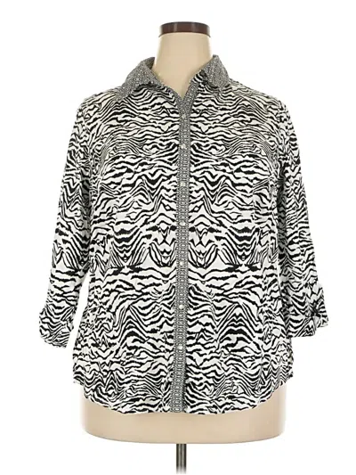 Pre-owned Allison Daley 3/4 Sleeve Button Down Shirt In Silver