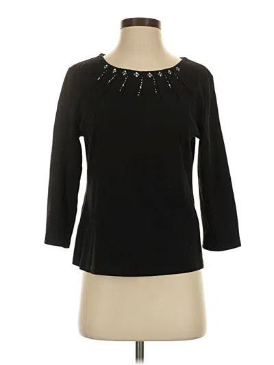 Pre-owned Allison Daley 3/4 Sleeve Top Black Boatneck Tops