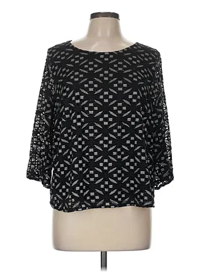 Pre-owned Allison Daley 3/4 Sleeve Top Black Square Neckline Tops