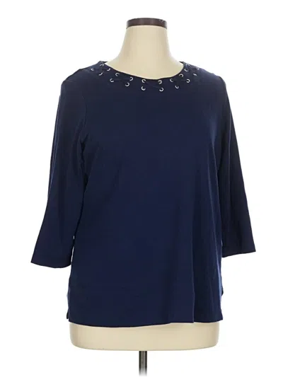 Pre-owned Allison Daley 3/4 Sleeve Top Blue Boatneck Tops
