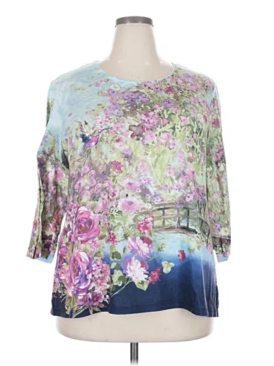 Pre-owned Allison Daley 3/4 Sleeve Top Blue Boatneck Tops