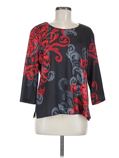 Pre-owned Allison Daley 3/4 Sleeve Top Gray Boatneck Tops