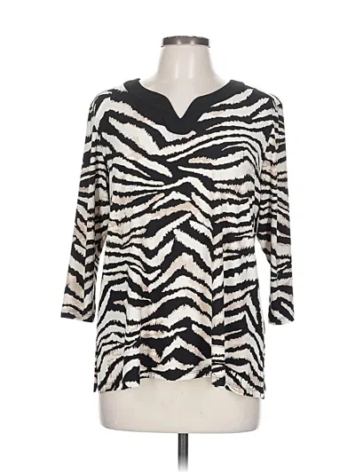 Pre-owned Allison Daley 3/4 Sleeve Top Ivory V Neck Tops In White