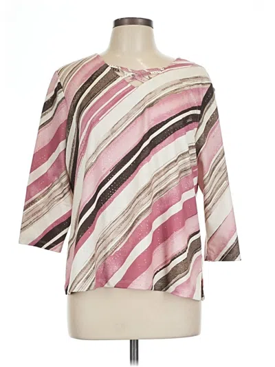 Pre-owned Allison Daley 3/4 Sleeve Top Pink Boatneck Tops