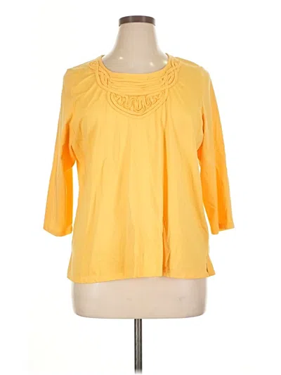 Pre-owned Allison Daley 3/4 Sleeve Top Yellow Keyhole Neckline Tops