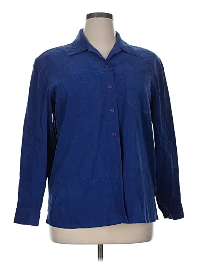 Pre-owned Allison Daley Long Sleeve Blouse In Blue