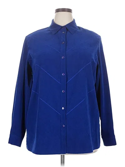 Pre-owned Allison Daley Long Sleeve Blouse In Blue