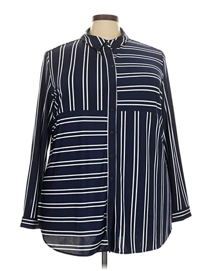 Pre-owned Allison Daley Long Sleeve Blouse In Blue