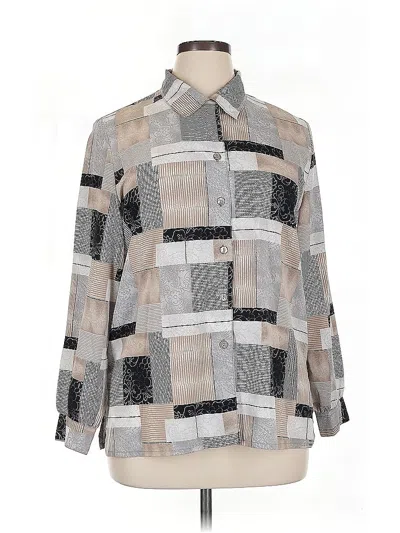 Pre-owned Allison Daley Long Sleeve Blouse In Gray