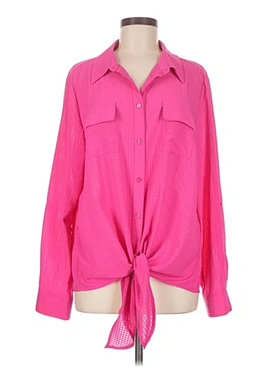 Pre-owned Allison Daley Long Sleeve Blouse In Pink
