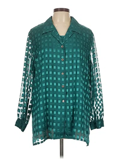 Pre-owned Allison Daley Long Sleeve Blouse In Teal