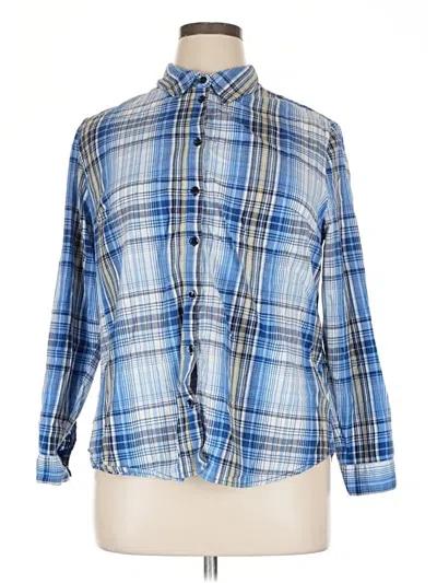 Pre-owned Allison Daley Long Sleeve Button Down Shirt In Blue