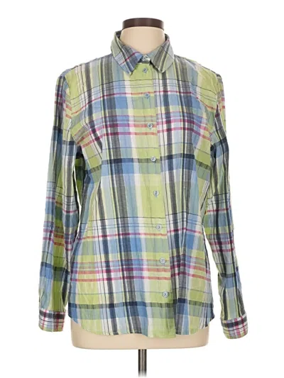 Pre-owned Allison Daley Long Sleeve Button Down Shirt In Green