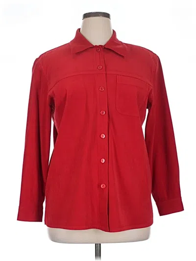 Pre-owned Allison Daley Long Sleeve Button Down Shirt In Red