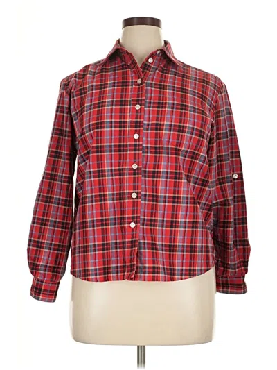 Pre-owned Allison Daley Long Sleeve Button Down Shirt In Red
