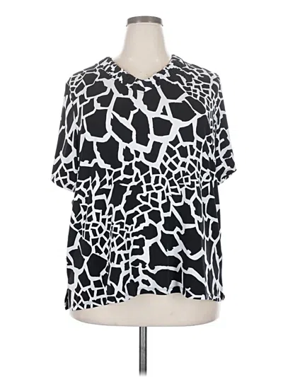 Pre-owned Allison Daley Short Sleeve Blouse In Black