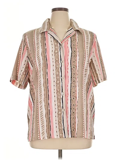 Pre-owned Allison Daley Short Sleeve Blouse In Brown
