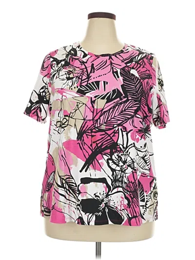 Pre-owned Allison Daley Short Sleeve Blouse In Pink