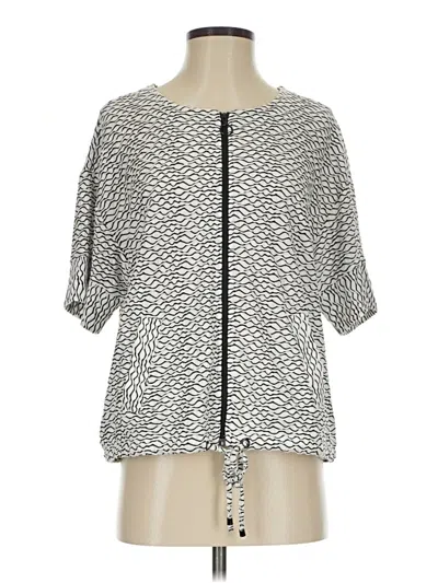 Pre-owned Allison Daley Short Sleeve Blouse In Silver