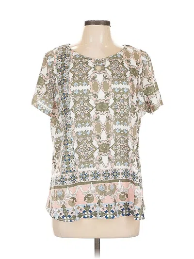 Pre-owned Allison Daley Short Sleeve Blouse In White