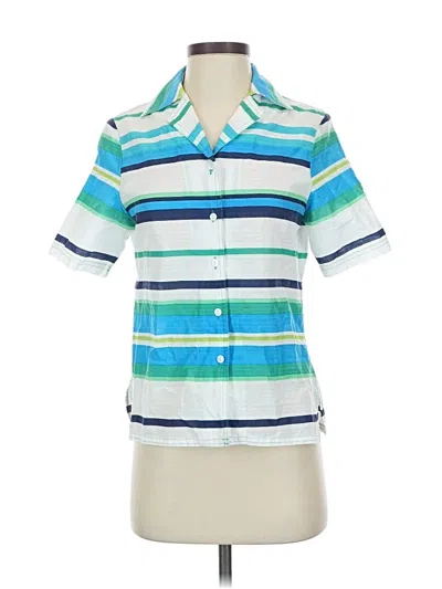 Pre-owned Allison Daley Short Sleeve Button Down Shirt In Blue