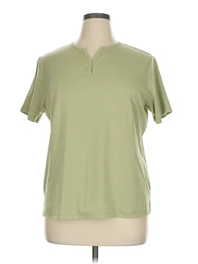 Pre-owned Allison Daley Short Sleeve Henley Shirt In Green