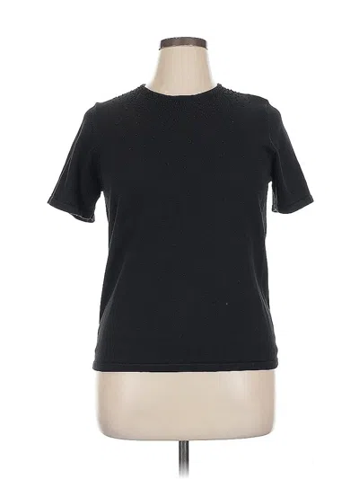 Pre-owned Allison Daley Short Sleeve Top Black Crew Neck Tops