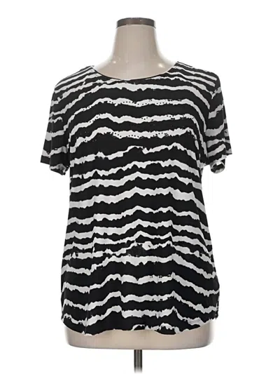 Pre-owned Allison Daley Short Sleeve Top Black Scoop Neck Tops