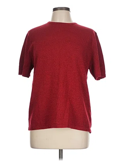 Pre-owned Allison Daley Short Sleeve Top Burgundy Crew Neck Tops