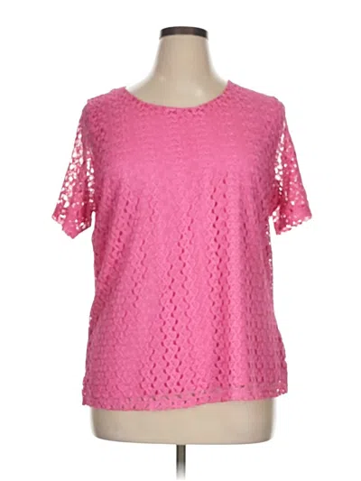 Pre-owned Allison Daley Short Sleeve Top Pink Keyhole Neckline Tops