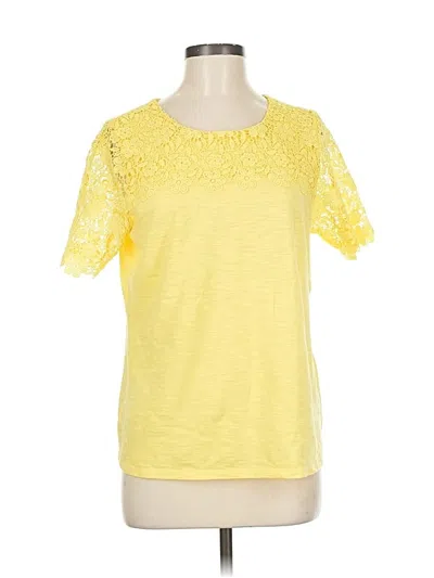 Pre-owned Allison Daley Short Sleeve Top Yellow Crew Neck Tops