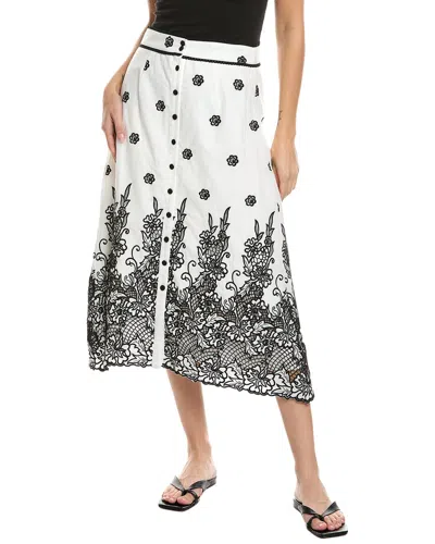 Allison Farrah Midi Skirt In White