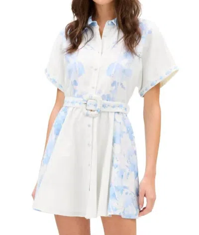 Allison Finley Mini Dress In Iris Watercolor In White