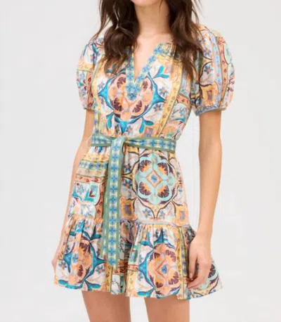 Allison Isabella Mini Dress In Scarf Print In Multi
