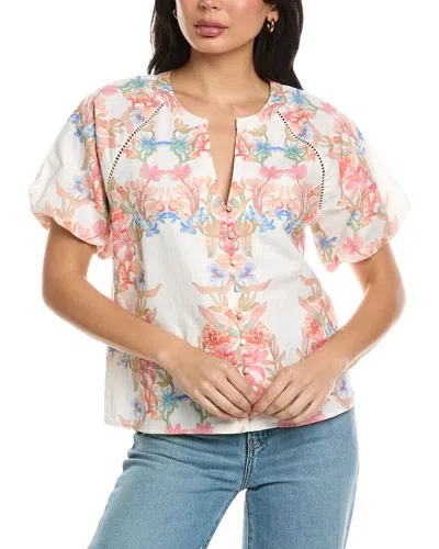 Allison Josephine Linen-blend Top In Neutral