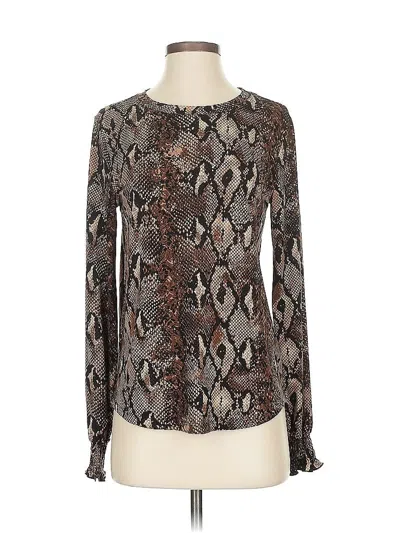 Pre-owned Allison Joy Long Sleeve Blouse In Brown