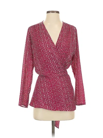 Pre-owned Allison Joy Long Sleeve Blouse In Burgundy