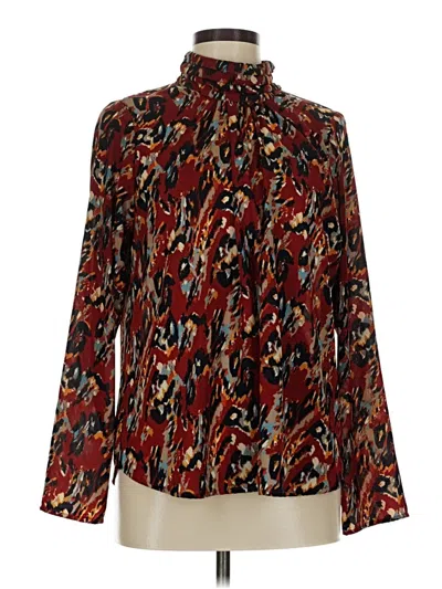 Pre-owned Allison Joy Long Sleeve Blouse In Burgundy