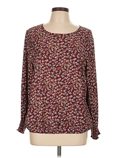 Pre-owned Allison Joy Long Sleeve Blouse In Burgundy