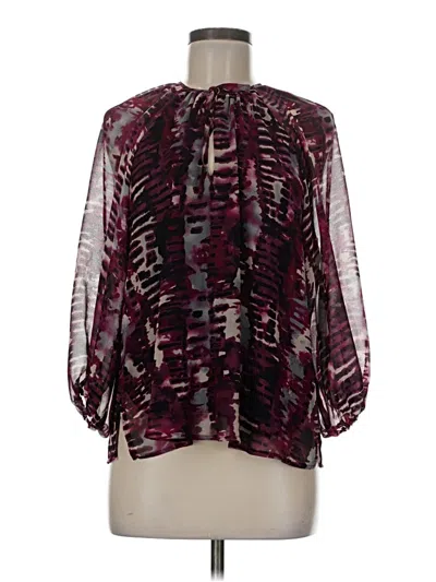 Pre-owned Allison Joy Long Sleeve Blouse In Burgundy