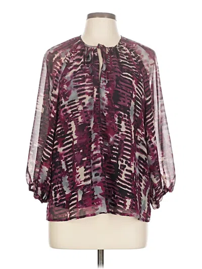 Pre-owned Allison Joy Long Sleeve Blouse In Burgundy