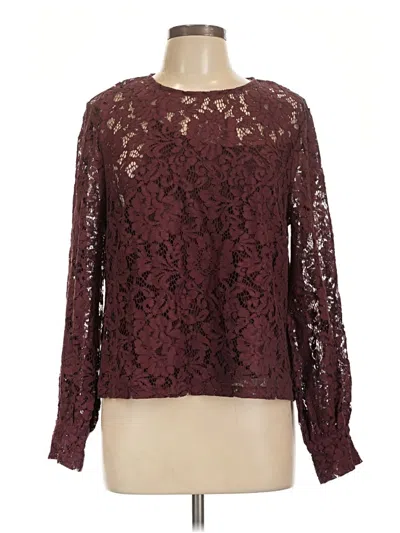 Pre-owned Allison Joy Long Sleeve Blouse In Burgundy