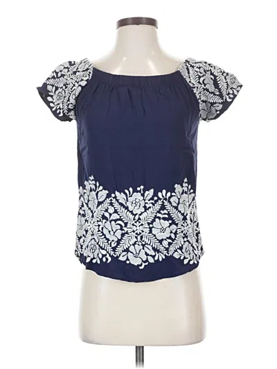 Pre-owned Allison Joy Short Sleeve Blouse In Blue