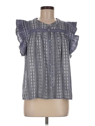 Pre-owned Allison Joy Short Sleeve Blouse In Gray