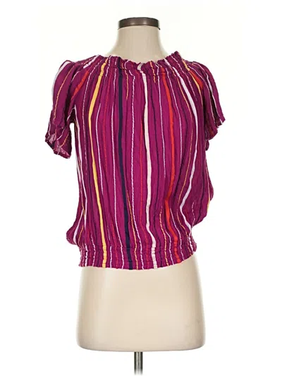 Pre-owned Allison Joy Short Sleeve Blouse In Purple