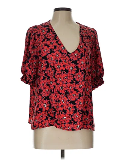 Pre-owned Allison Joy Short Sleeve Blouse In Red
